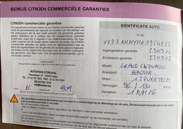 Citroen C4 Picasso cena 41000 przebieg: 171000, rok produkcji 2016 z Kraków małe 379